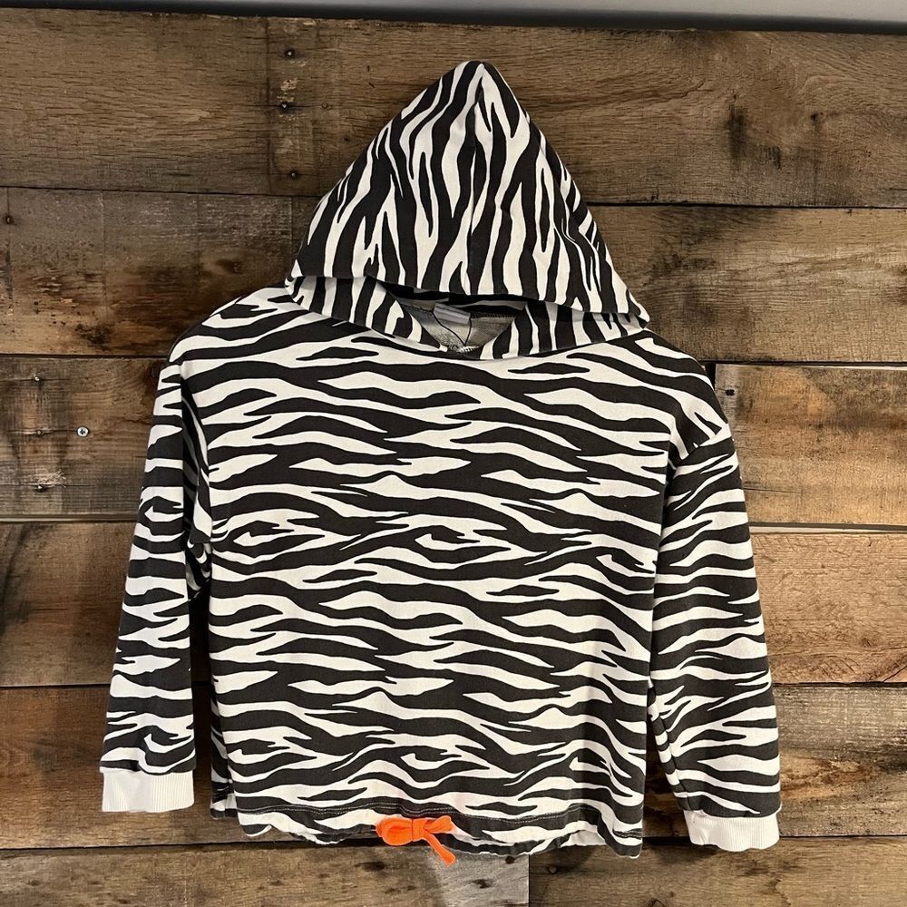 Zara Kids girl’s brown and white zebra striped hoodie - 9